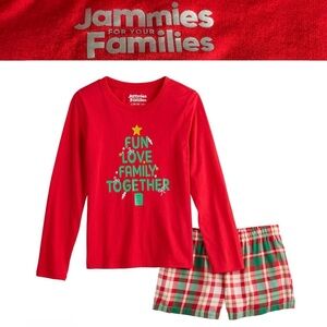 NWT. Jammies Families 2-Piece Holiday Pajama Set. “Fun Love Family Together” Med